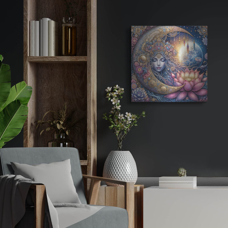 «Sleeping Moon» par Rey Klimt, art mural en métal, 36 po x 36 po, H 24 po x l 24 po