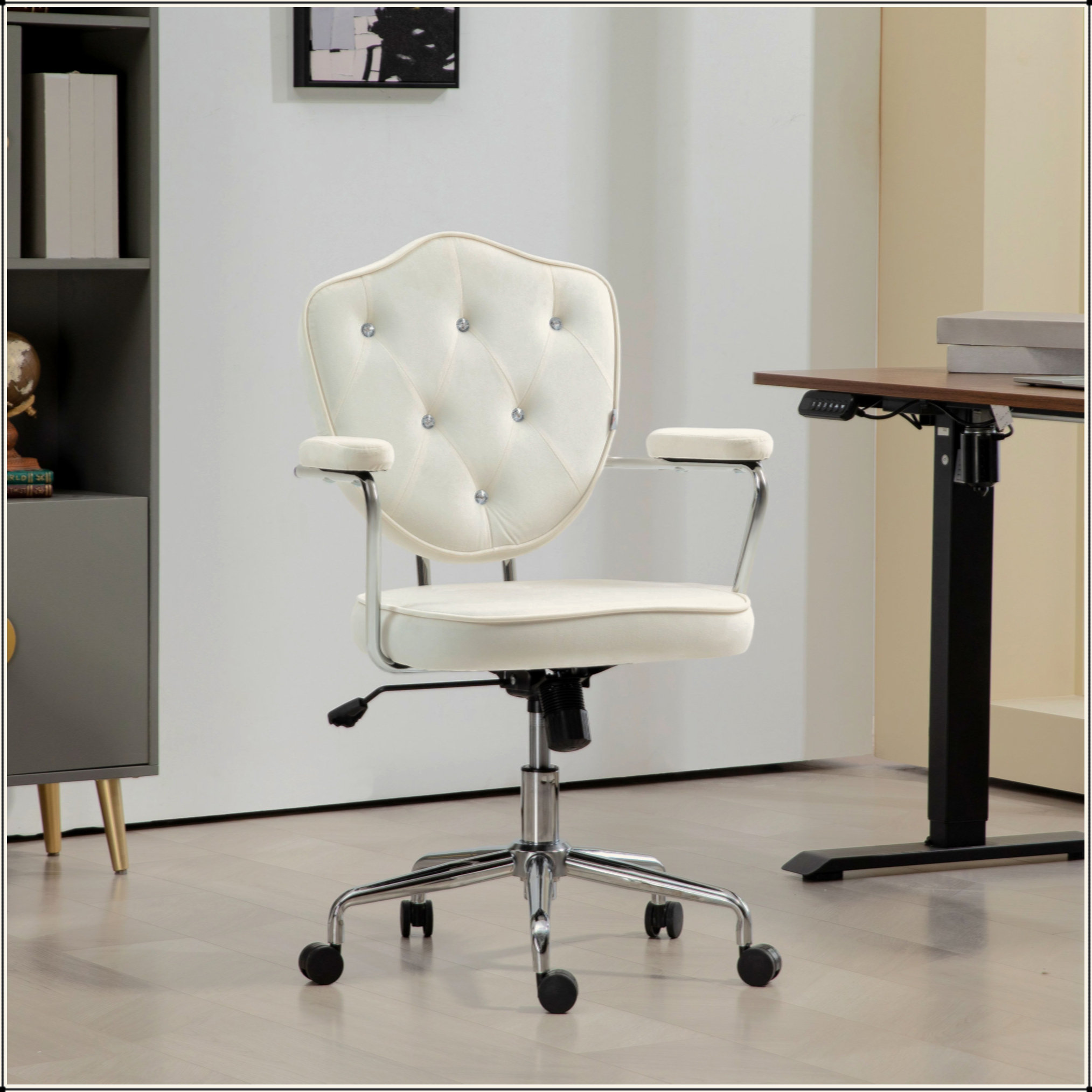 Everly Quinn Cute Office Chair, Computer Desk Chair With Button Tufted ...