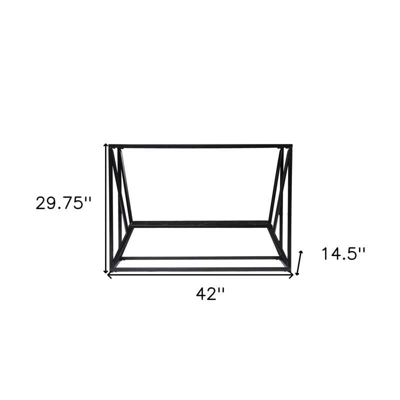 Console en verre noir et métal de 107 cm (42 po) avec tablette