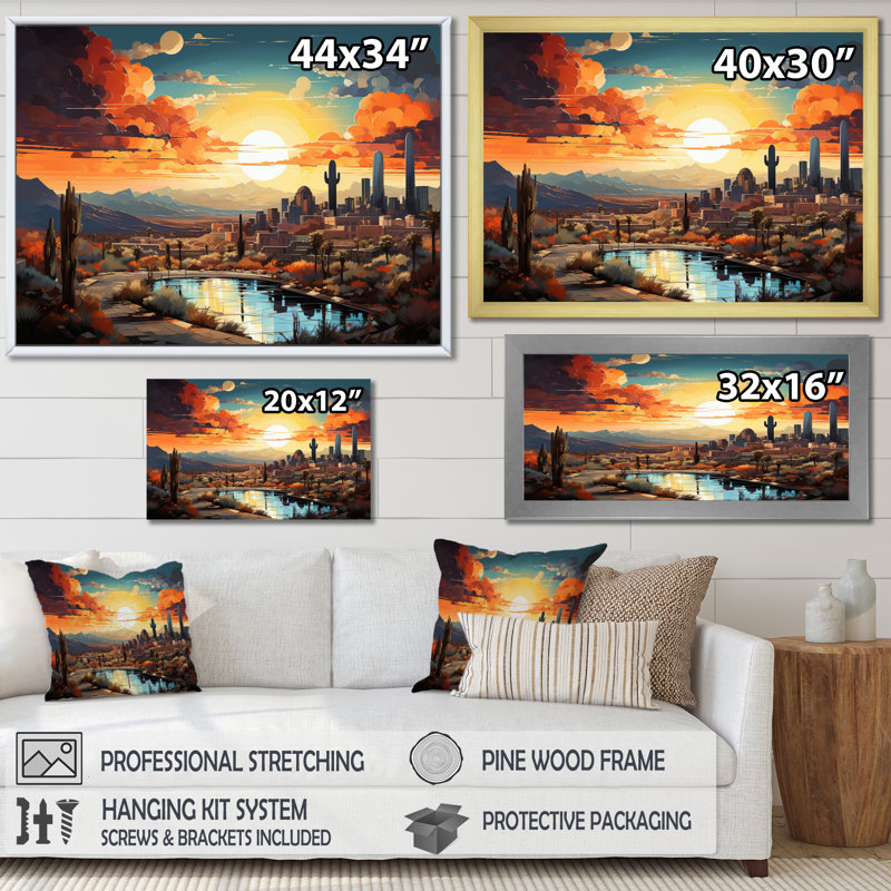 City Phoenix Popart III, reproduction d'art sur toile, H 30 po x l 40 po x P 1,5 po, Toile tendue