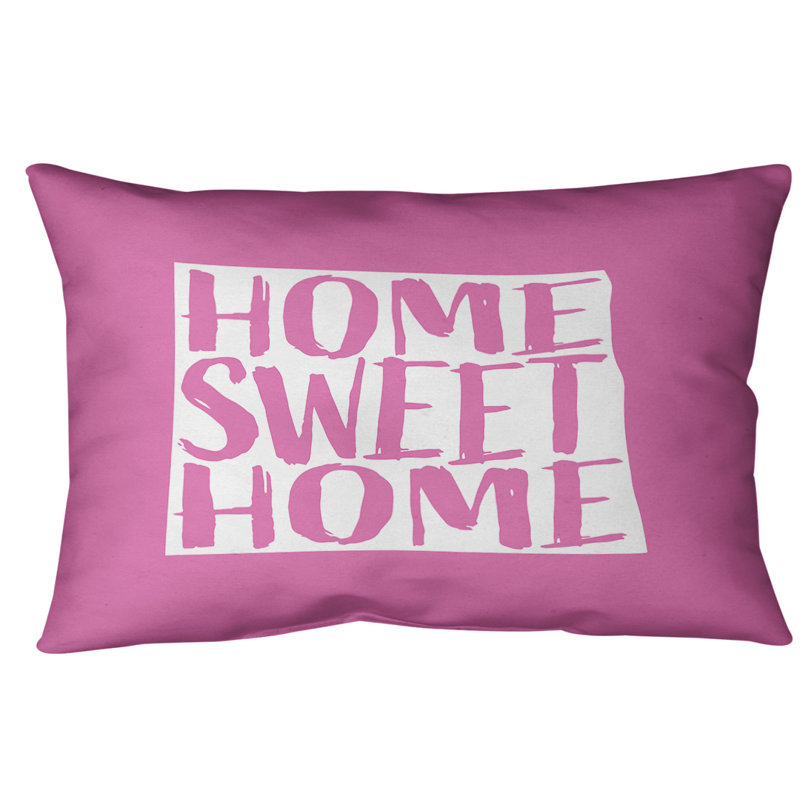Outdoor Reversible Throw Pillow, Pink, North Dakota