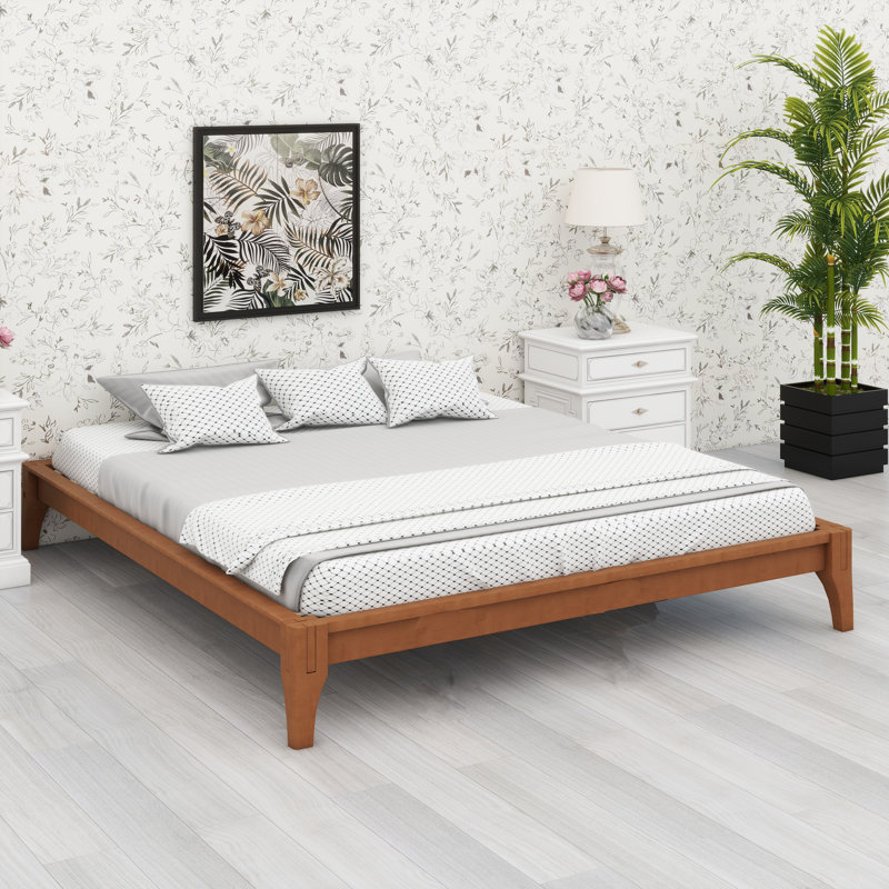 Base de lit plateforme en bois de bambou, Brun