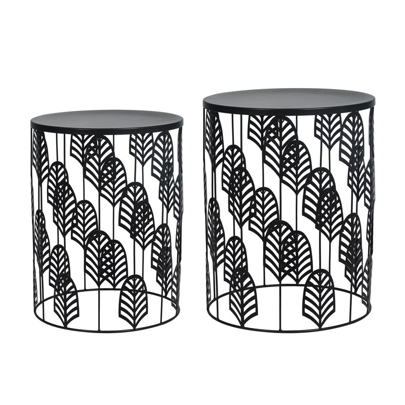 Set Of 2 Metal End Table, Black