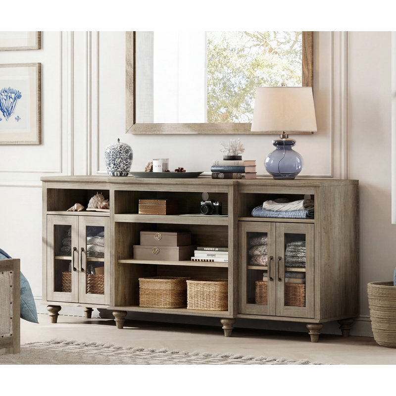 Meuble télé 69,8 po avec rangement Scarlett, Gris délavé