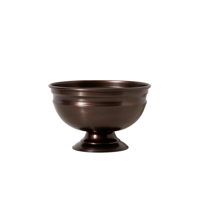 Grand bol sur piédestal en cuivre antique Red Barrel Studio®, à utiliser comme vase à fleurs, bol à fruits, pot à fleurs, bol à bonbons, porte-clés, centre de table de mariage, décoration de table basse, 10 po de diamètre et 7 po de hauteur
