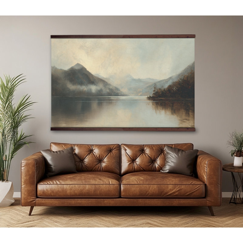Tapisserie d'art paysage de montagne, H 40 po x l 60 po