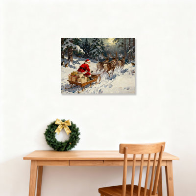 «Santa Reindeer Snow», art mural sur toile