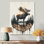 «Canadian Moose In A Lake Landscape III - Moose», art mural moderne en métal