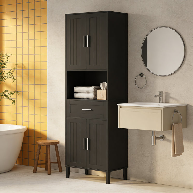 Versatile Freestanding Tall Bathroom Cabinet with Stylish Design, Black