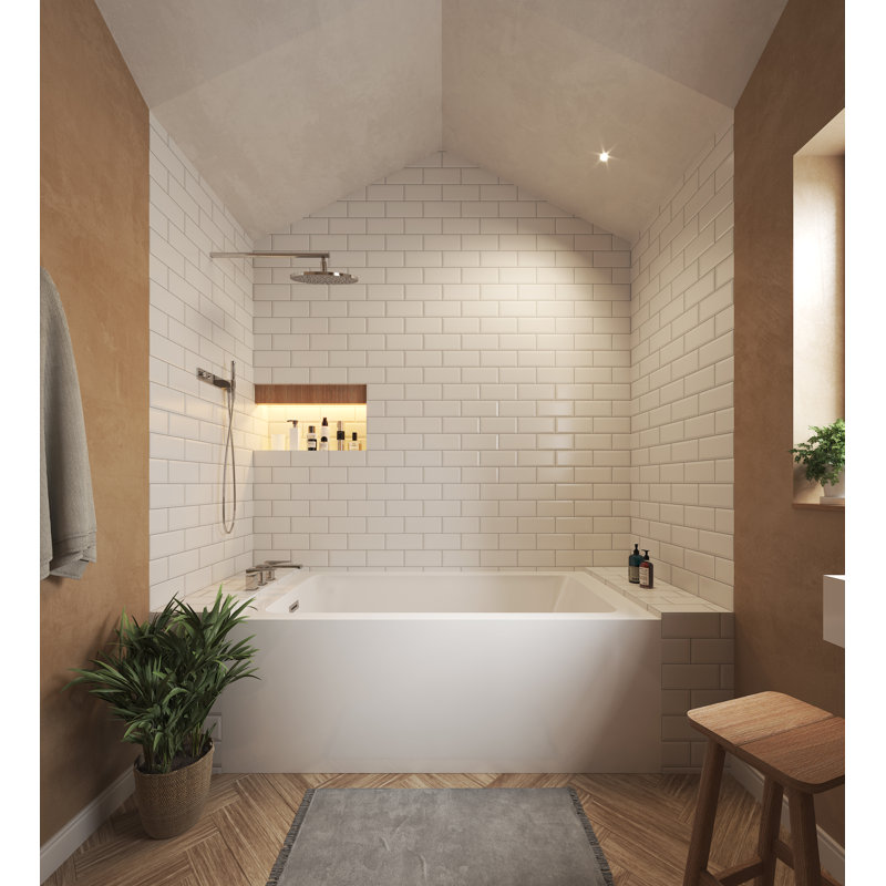 Grayley 60'' x 32'' Soaking Acrylic Bathtub, Left-Hand Drain, White/Polished Chrome
