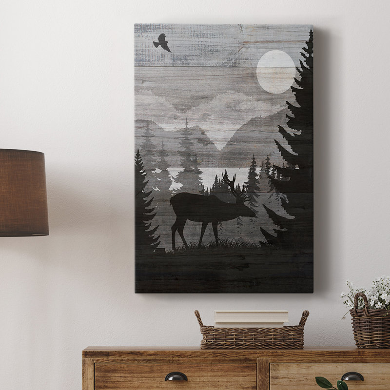 Wapiti de paysage canadien - galerie Cavas, H 18 po x l 12 po