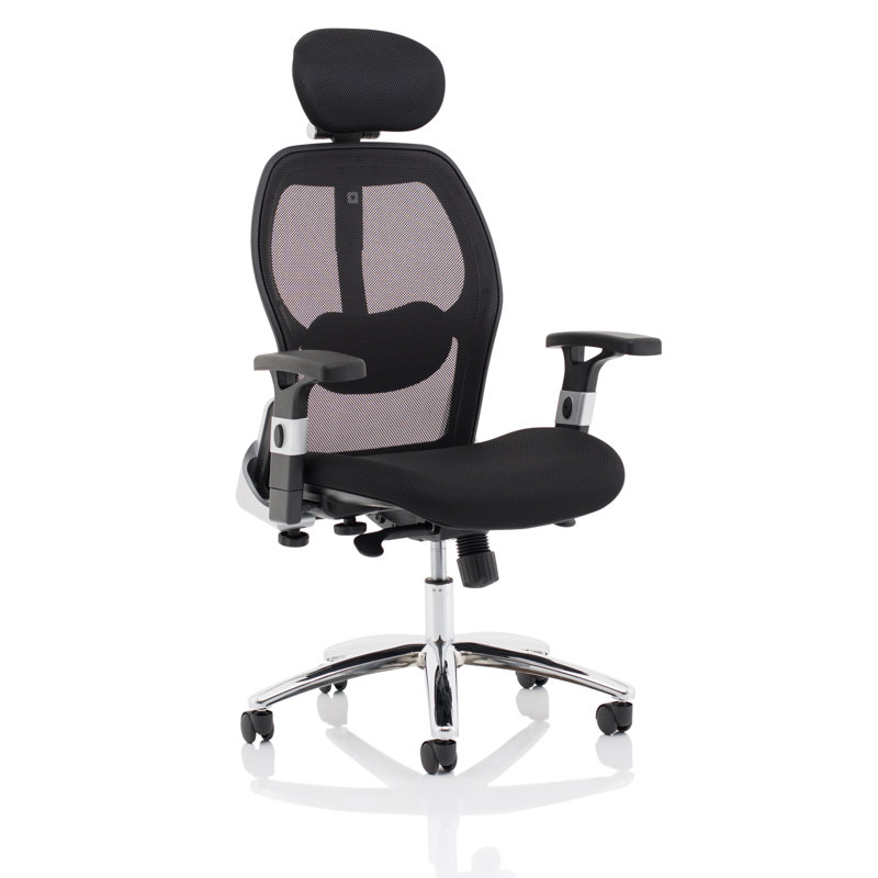 Polyester Blend Office Chair with Headrest, Black