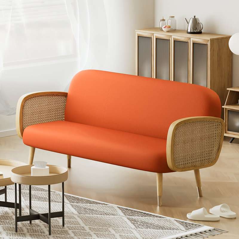 Housse pour canapé-lit réversible en tissu de polyester réversible avec fermeture à glissière 3 côtés, Grand, Citrouille
