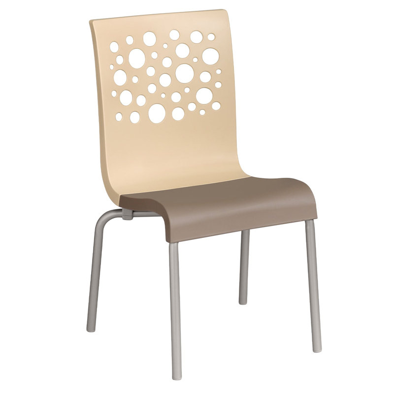 Chaise de salle à manger d'extérieur empilable, Beige