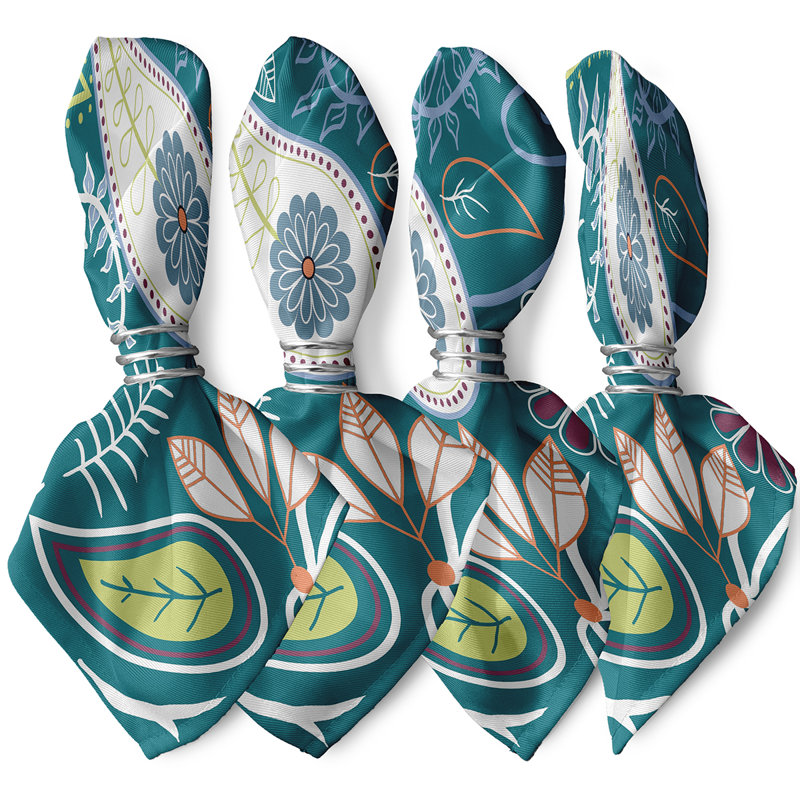 Ensemble de serviettes 4 pièces Carbajal, Bleu sarcelle, L 18 po x L 18 po