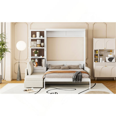 Lit escamotable mural avec canapé et tablettes Murphy
