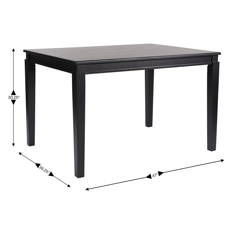 Table de salle à manger Ballarat,  H 2,5 po x l 3,02 po x L 3,92 po, Noir, noir, noir, noir