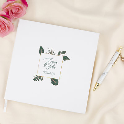 Livre d'or de mariage moderne avec palmiers tropicaux modernes