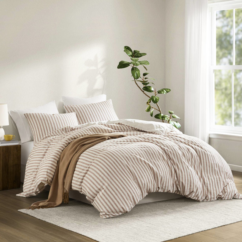 3 Pcs King Duvet - Natural Linen And Rayon Cotton Fabric, Soft Handfeel, Classic Stripe, Standard 100 Product, Comfortable Sleep, Sophisticated Appeal, Machine Washable