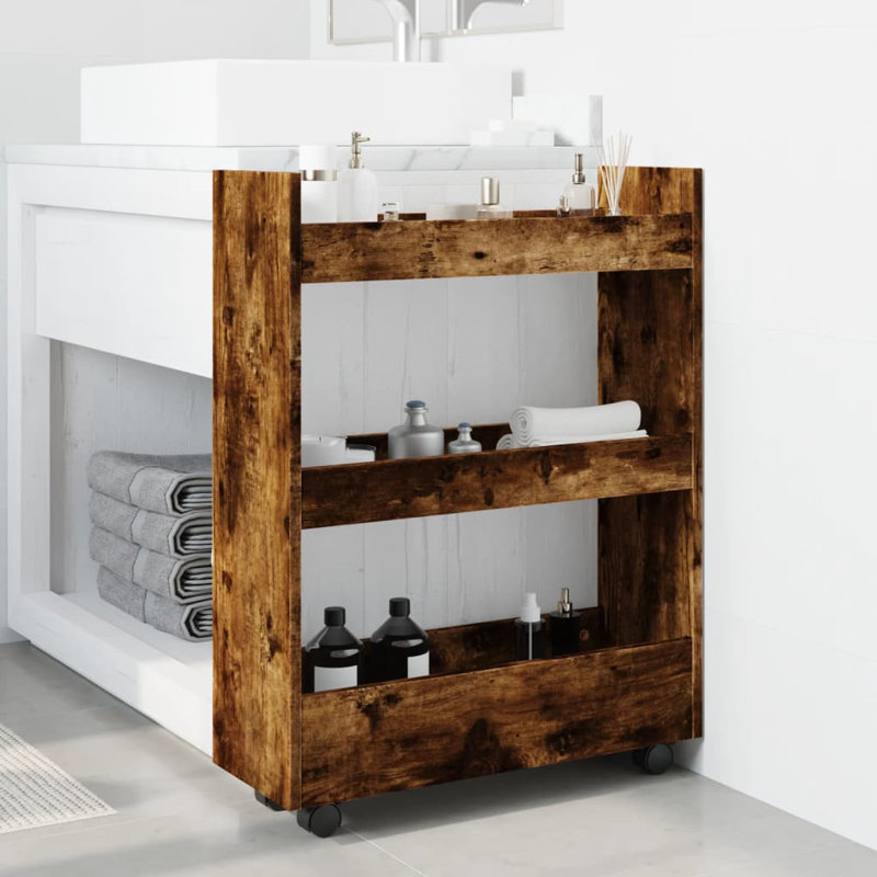 Narrow Serving Cart, Smoked Oak