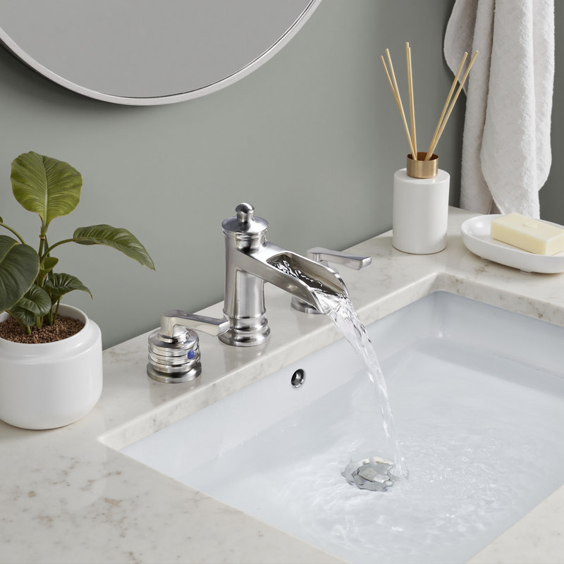Robinet pour salle de bain à 2 poignées avec drain FURUISI, Nickel brossé