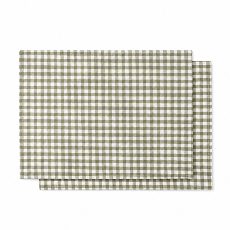 Ensemble de table rectangulaire à carreaux vichy 100 % coton teint en fil, Green