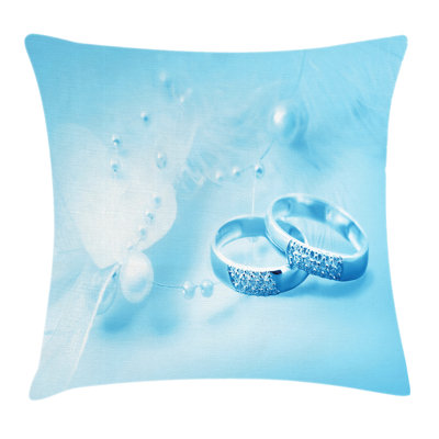 Wedding Rings Pearls Square Pillow Cover