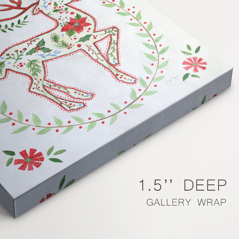Renne de Noël populaire - Toile tendue avec châssis de qualité supérieure - Prêt à être accroché, H 48 po x l 64 po