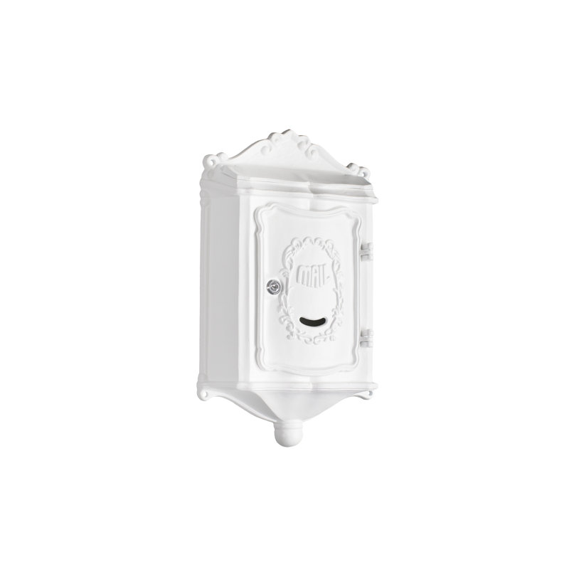 Colonial Locking Wall Mounted Mailbox, White
