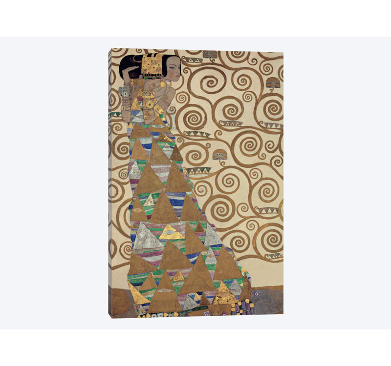 « expectation » par gustav klimt,, impression sur toile tendue, H 18 po x l 12 po x P 1,5 po, Pas de tapis, Toile tendue