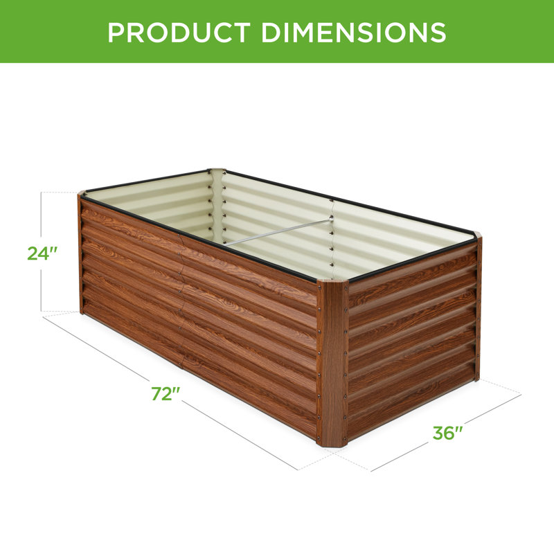 Boîte à fleurs surélevée en métal Rosonda, H 24 po x l 72 po x P 36 po, Brun