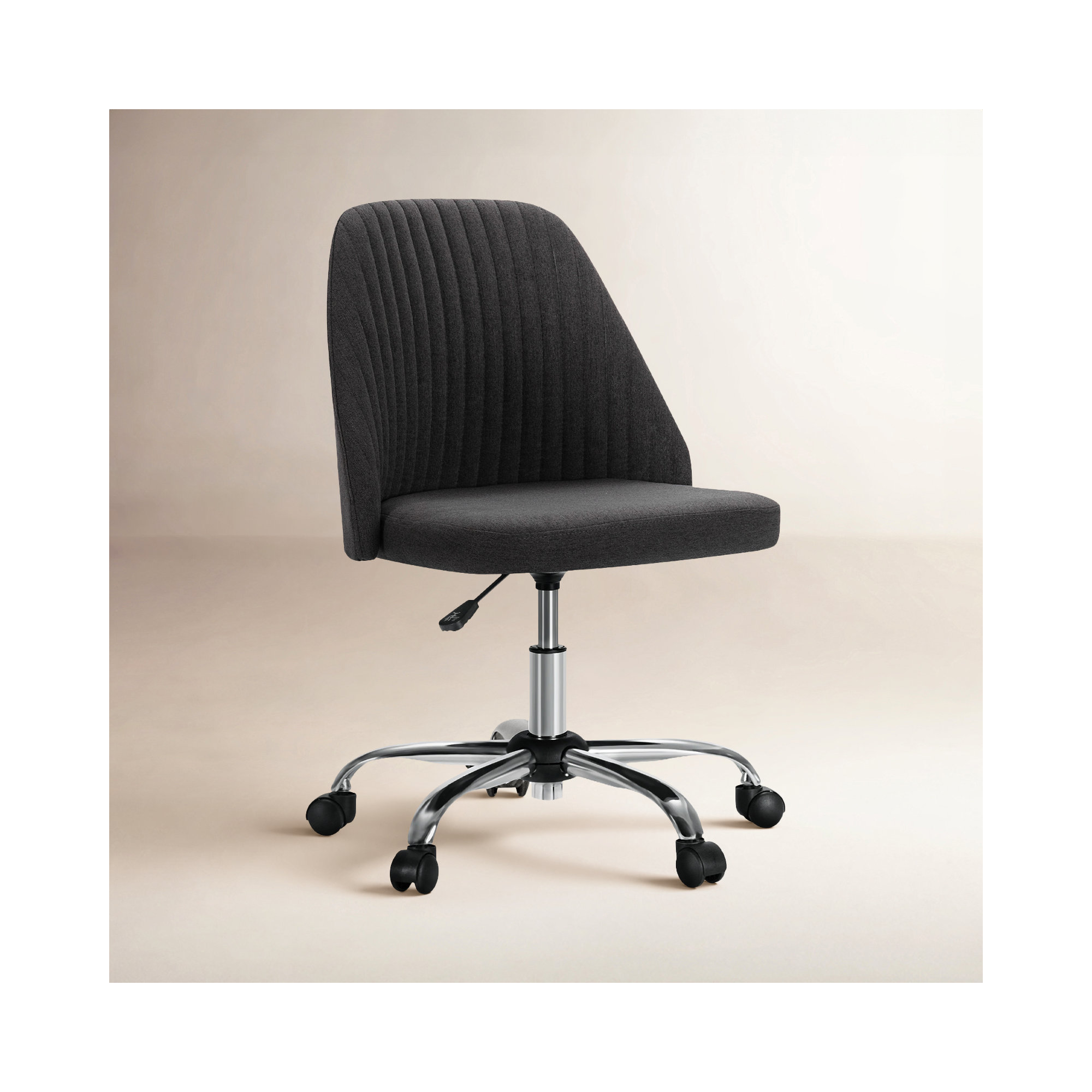 Task Chair Office Desk Chair Make Up Chair With Wheels(Set Of 2), Dark Gray