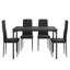Ensemble de table de salle à manger 4 personnes en bois massif avec chaises en cuir et conception peu encombrante-1370844448