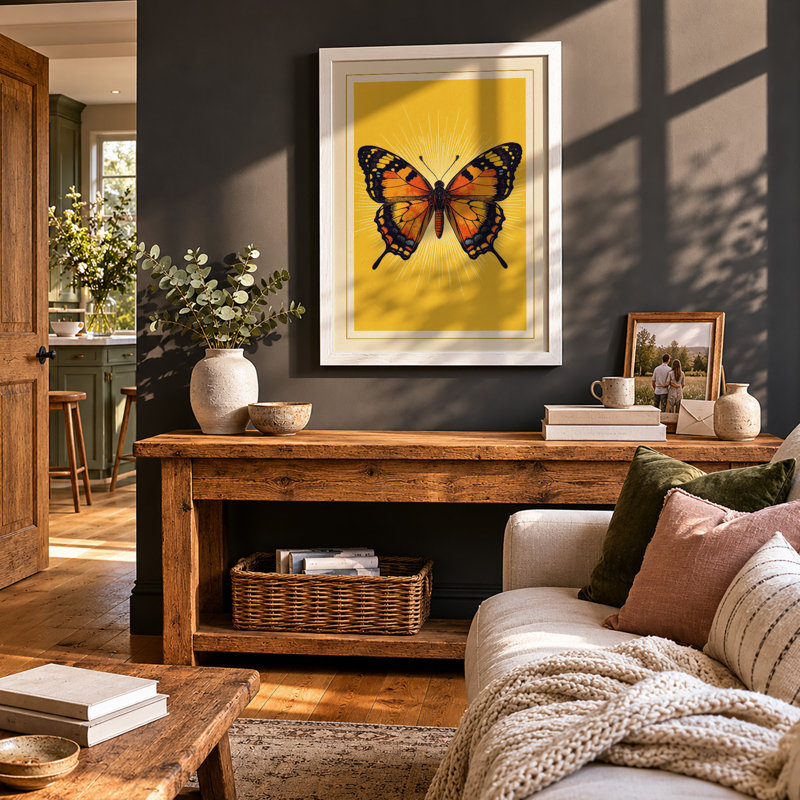 Golden Butterfly Modern - Print, A1 - 84.1 x 59.4 cm, White