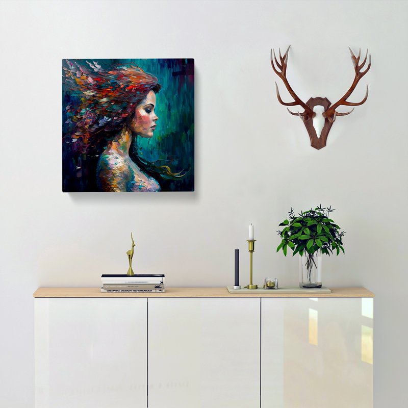 Mermaid Palette Knife Painting - Wrapped Canvas, 35cm H x 35cm W x 3cm D