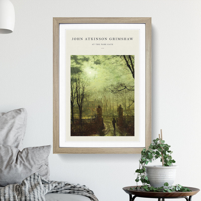 At the Park Gate by John Atkinson Grimshaw - Picture Frame Graphic Art, 65cm H x 48cm W x 2cm D, Oak Framed