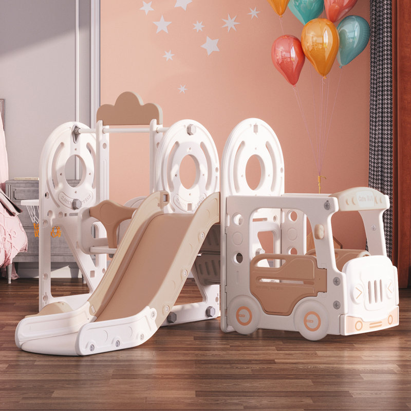 Semund Swing and Slide Set for Kids, Pink/White