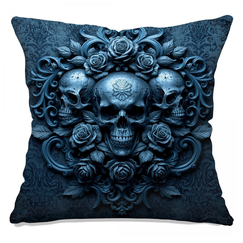 Coussins Skulls With Roses, 26 x 26 pouces