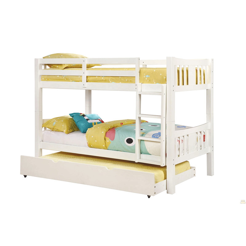 Lit superposé en bois avec pieds de lit attachés