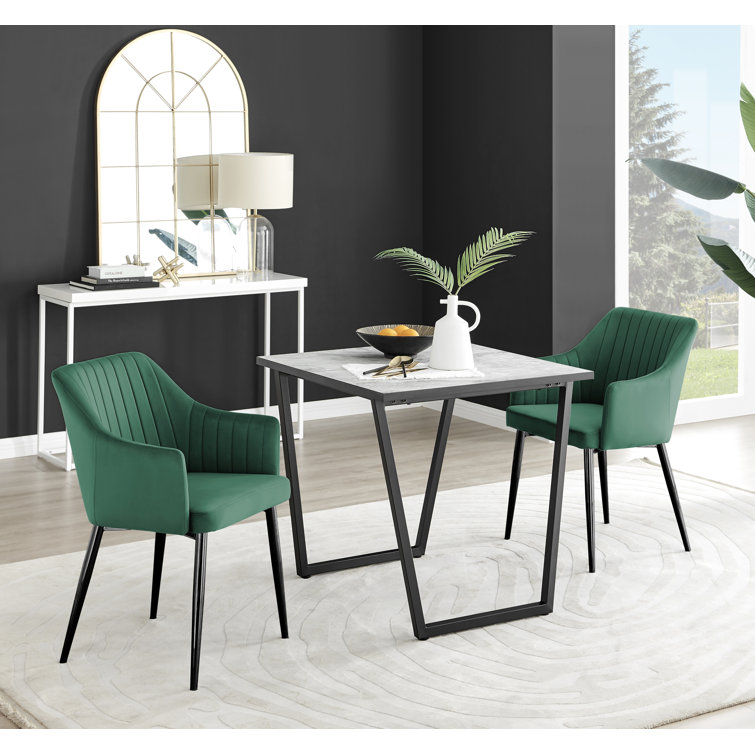 East Urban Home Carzon Marble Effect Melamine Dining Table and