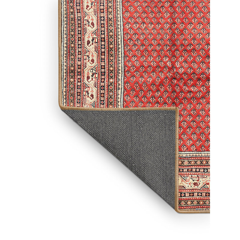 Tapis en laine rouge / beige, Rectangle 7 pi x 10 pi