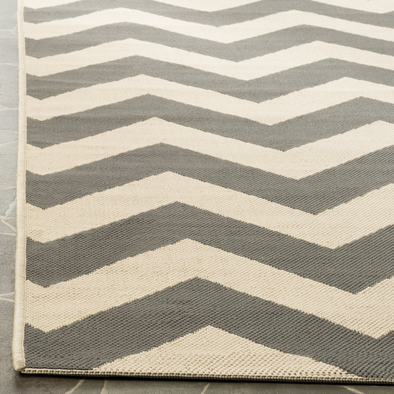 Tapis intérieur / extérieur gris clair / anthracite Arneshia, Rectangle 4 pi x 5 pi 7 po