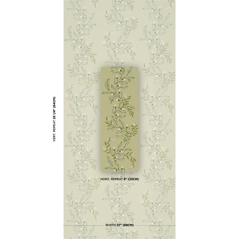 Papier peint Schumacher X Laura Gonzalez Vagary Vines, Vert