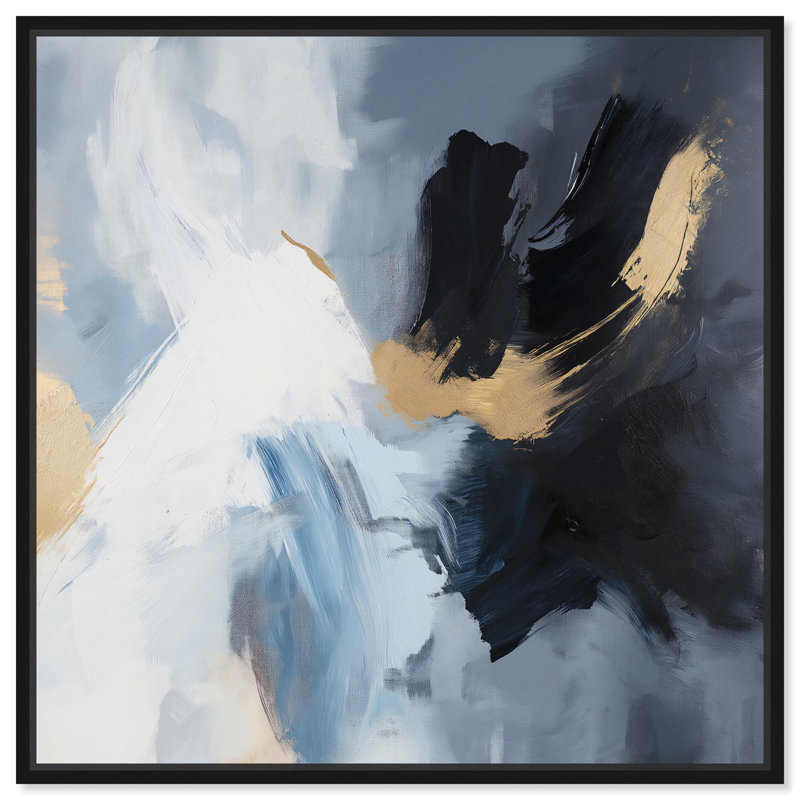 «Turbulence I» par Art Remedy, H 13 po x l 13 po, Noir, Cadre flottant