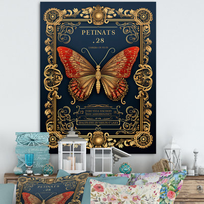 Illustration rétro d'un papillon rouge
