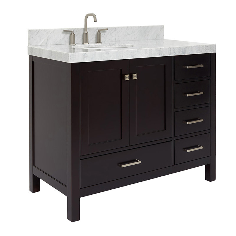 Meuble-lavabo simple 42 po avec plateau en marbre Cambridge, Espresso
