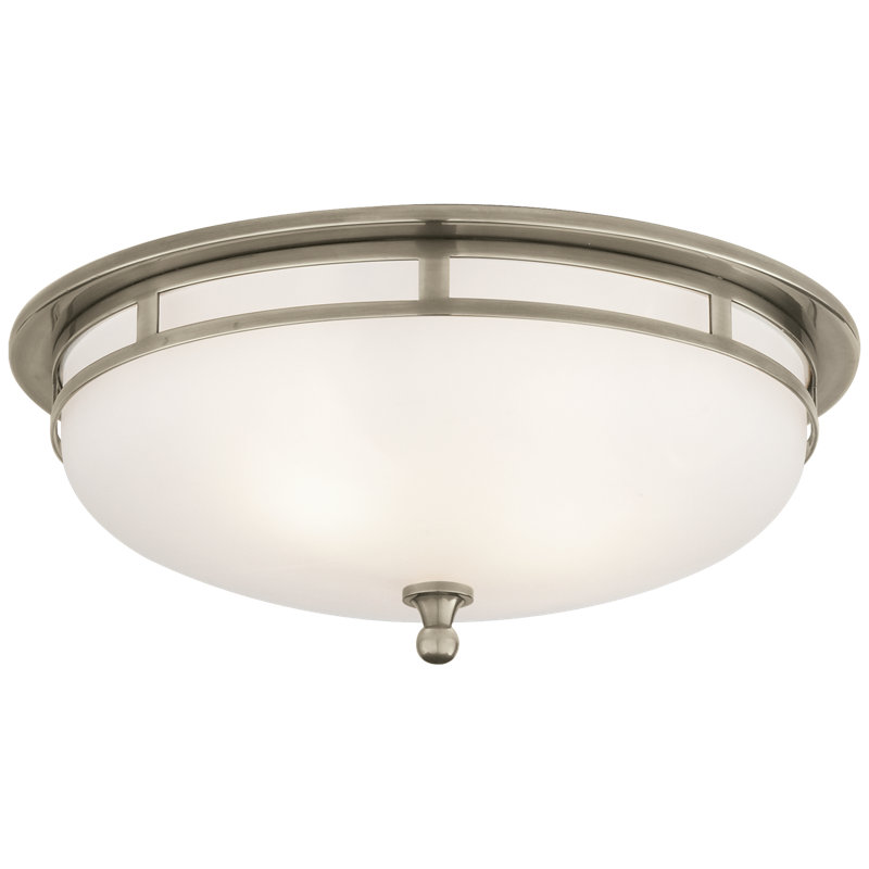 2 - Light Flush Mount, Polished Nickel, 4" H x 10" W x 10" D