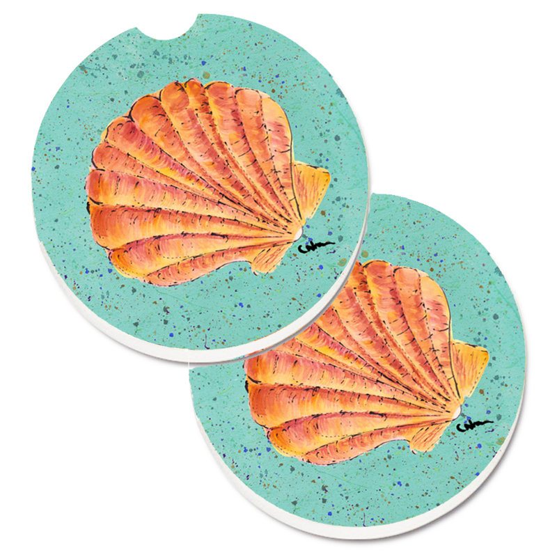 Ceramic Round 2 Piece Car Coaster Set