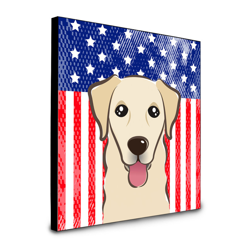 « american flag », art encadré Macomb, Golden retriever 2