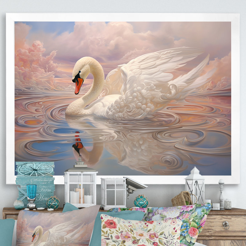 " Graceful Mirage Sawn Clouds I ", White Picture Framed, 16" H x 32" W x 1" D